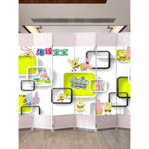 正品卡通屏隔断现代简约客厅卧室办公室进门移遮挡奢动折风叠轻背