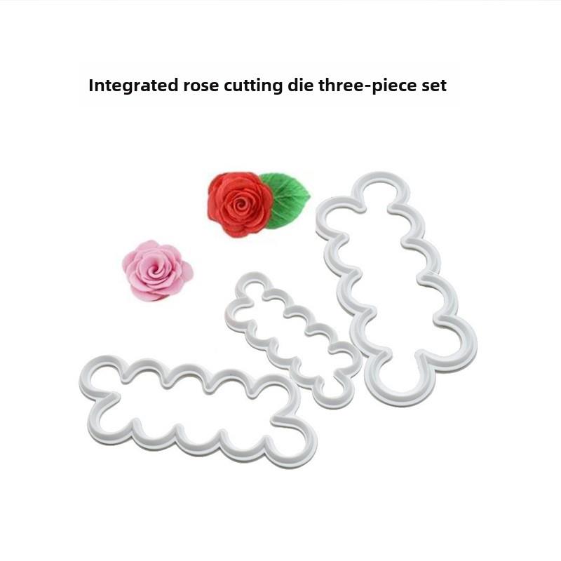 集成玫瑰切割模具塑料玫瑰花瓣冲压蛋糕装饰方糖模具DIY烘焙工具