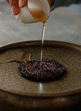 黄铜水壶承圆形小茶盘建养壶托锤8109-TYC目纹黄铜垫茶海储水壶茶