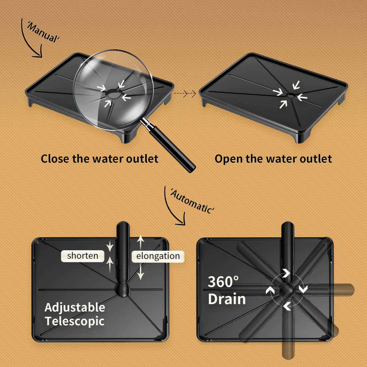 厨房碗架家用多功能碗碟收纳架可伸缩防锈台面双层沥水碗架