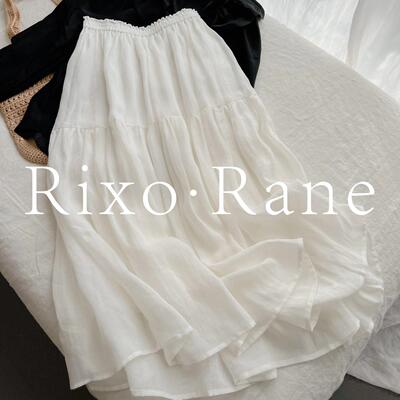 法国Rixo Rane法式精致⭐高端白色半身裙女中长版垂感休闲A字伞裙
