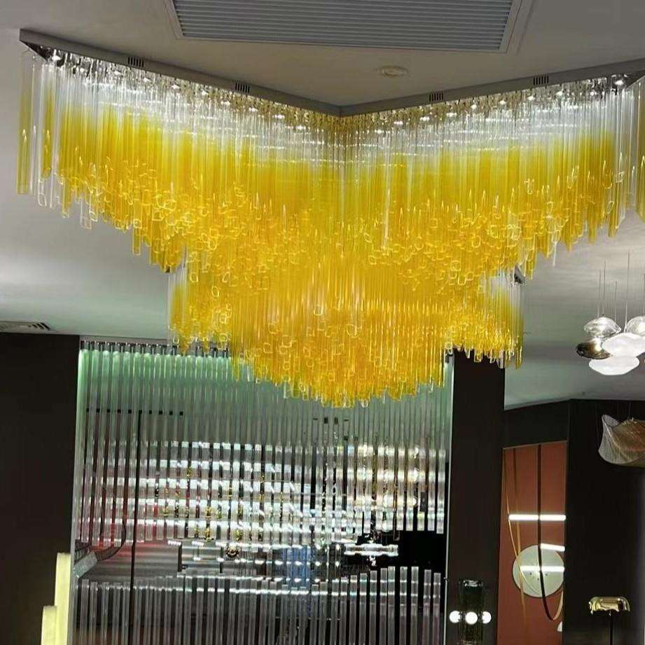 酒吧岛台玻璃吊灯非标设计大酒店吧台吊灯售楼部冰山水滴水晶吊灯