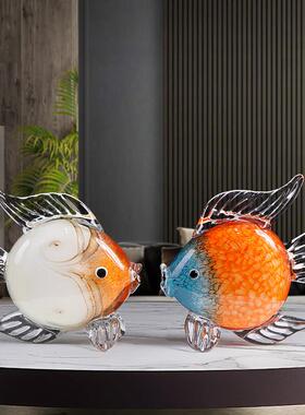 高级感玻璃鱼琉璃摆件工艺礼品摆饰招财电视柜玄关酒柜饰品节日乔