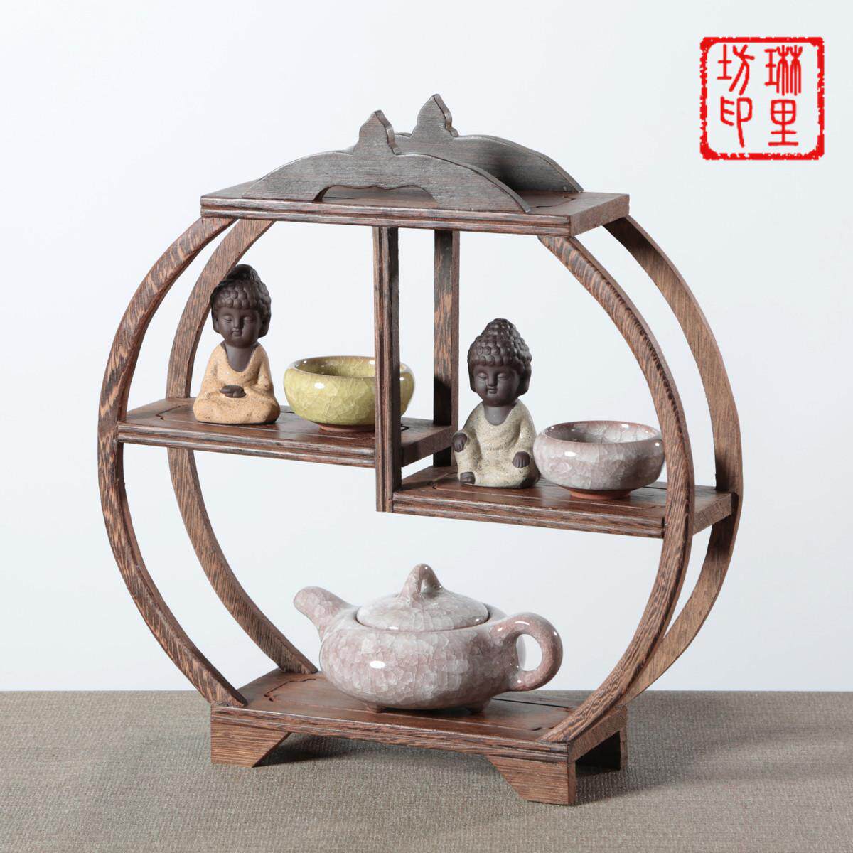 布置置物架展示柜复古饰品台式博古架桌边桌上架子点心高级中式