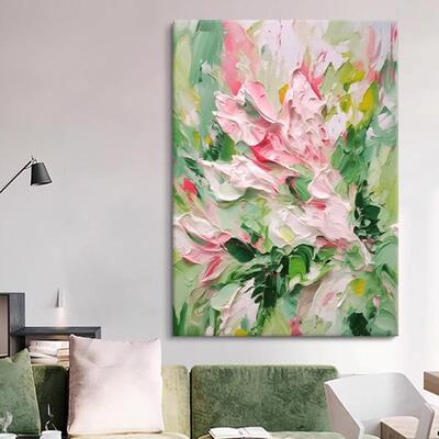 抽象派艺术厚油立体肌理客厅装饰画法式奶油风纯手绘油画玄关挂画
