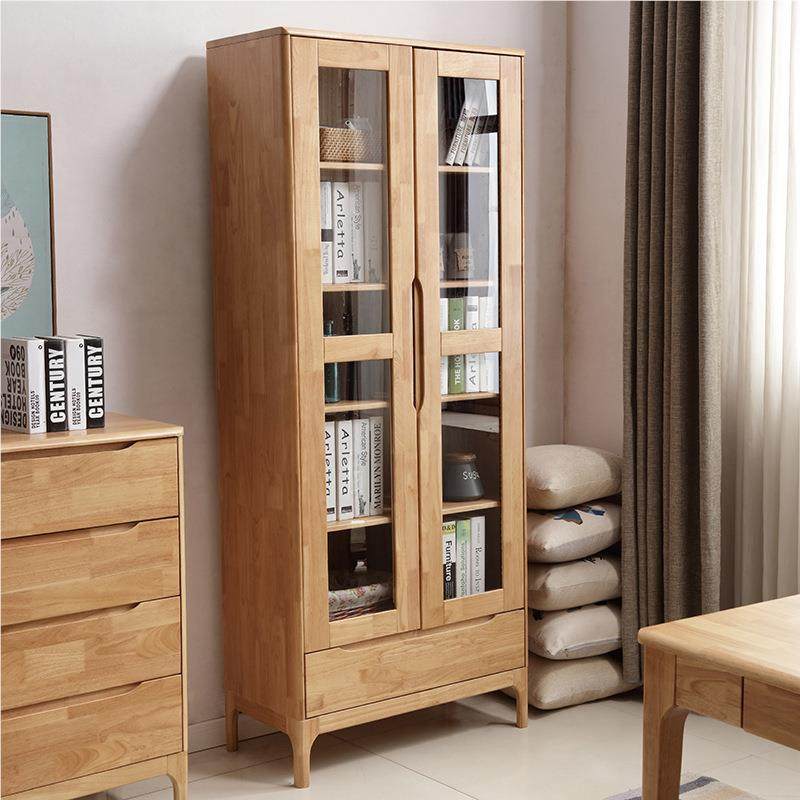 北实双门书柜钢化玻欧璃简约现代日式经木6723橱济带门书架书书房,住宅家具,书架,淘宝优惠券,粉丝福利购,淘宝优惠卷