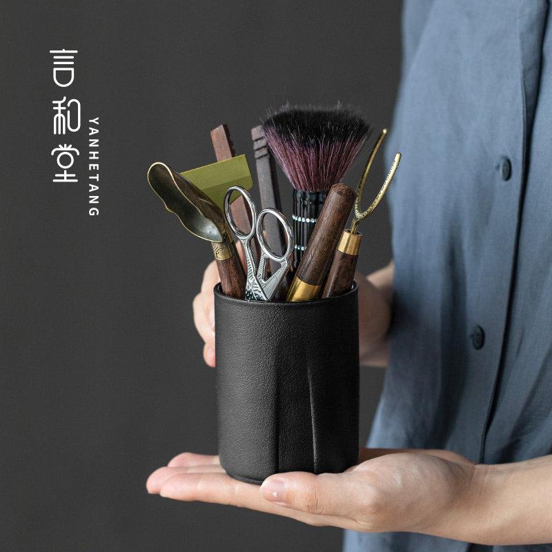 茶道六君子套装功夫茶具配件泡茶工具黑檀木茶勺茶夹茶针茶托 托
