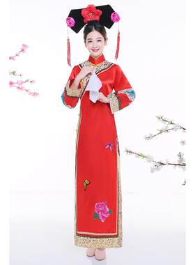 正品装清朝满族古装女还珠格格服成人宫甄嬛传旗袍大服尺码宫廷演