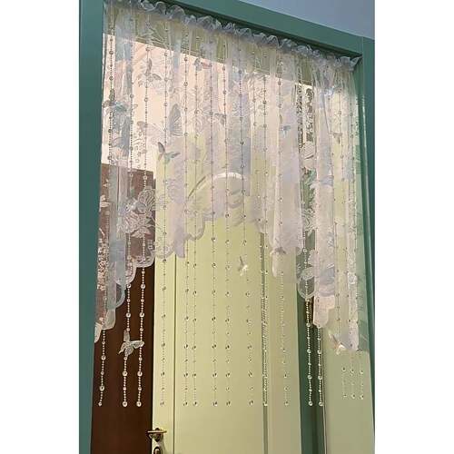 少女梦幻蝴蝶珠炼免打孔化妆室隔板帘客厅卧室门半帘阳台窗帘装饰