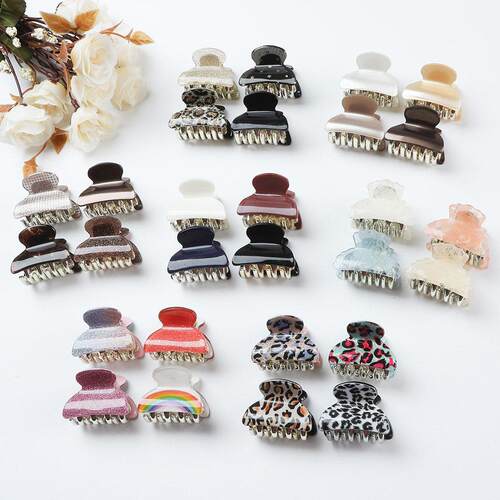 4PCS/Set 4CM Acrylic Flower Hair Claw Clip Women Girls Shinn