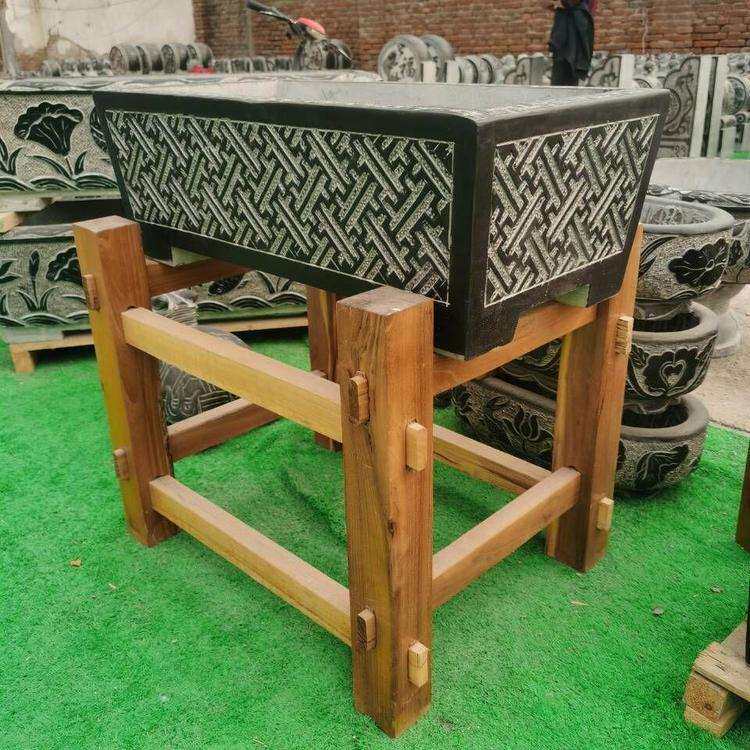 石雕鱼缸青石仿古花盆庭院户外流水石槽花盆荷花缸养鱼造景石头缸