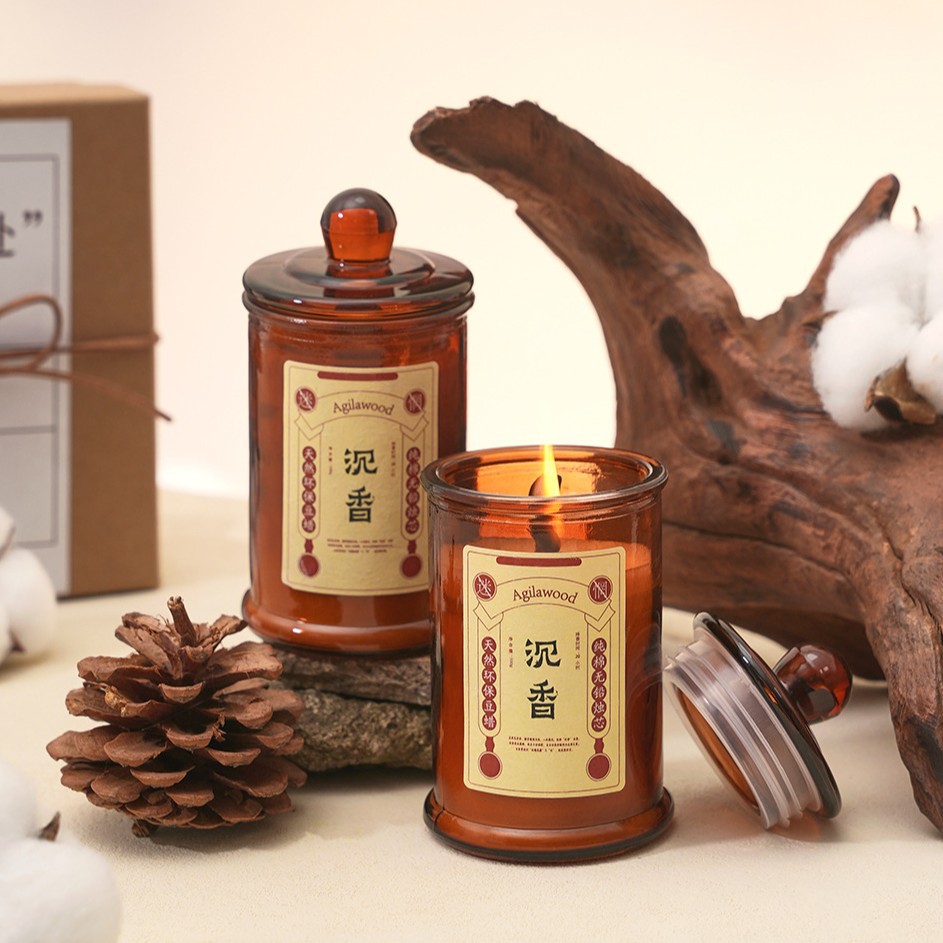 跨境茶色香薰香薰蜡烛高级蜡片