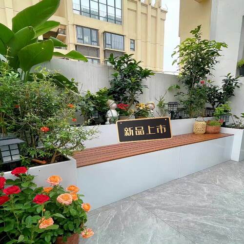 户外庭院阳台花箱坐凳组合休闲 广场商业街不锈钢花坛座椅围栏隔
