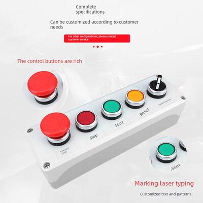 五孔按钮盒防水开关控制箱旋钮自覆位黄绿急停IP65户外5孔塑料盒