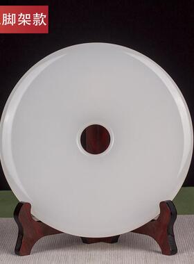 高档天然石玉平羊脂色白玉安扣臻品纯白玉美家客厅玄关装饰璧工艺