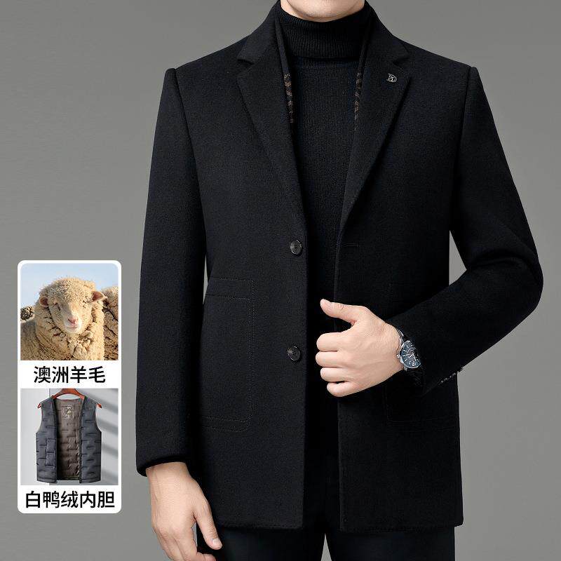 双面羽绒内羽绒呢男式大秋冬8668-WL款中青新年衣气质保暖休闲胆