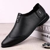 头层软牛皮百底懒人 韩版 高档捡漏清仓特皮价豆豆鞋 男搭真皮休闲鞋