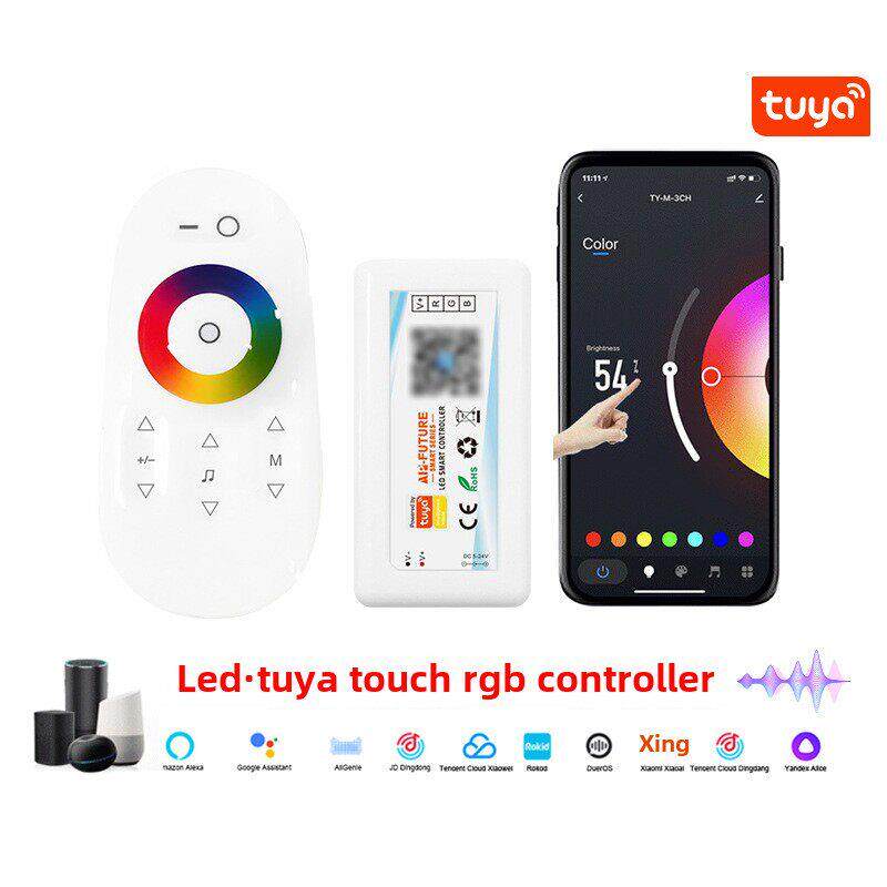 led智能涂鸦WiFi控制器手机APP可连接语音音箱调光RGB变色5v-24v
