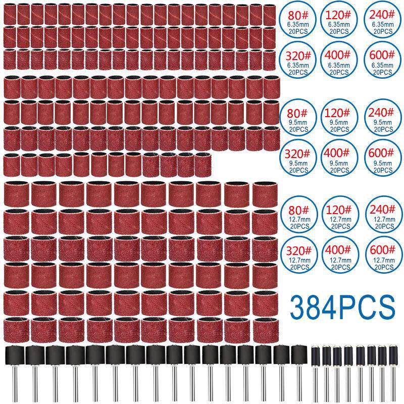 384件套 砂纸电磨头风磨笔抛光气磨机砂轮金属打磨头电磨配件套装