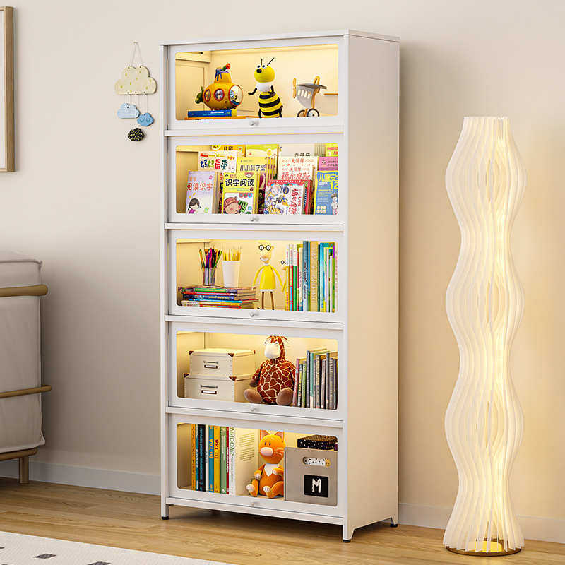 建耀家用钢制书柜带门玻璃展示柜儿童防尘书架铁艺置物架铁皮柜子,全屋定制,定制书柜,淘宝优惠券,粉丝福利购,淘宝优惠卷