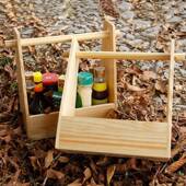 松小木头 实木味啤酒饮料收纳盒手外提调盒盒 3木调料木质户便携式