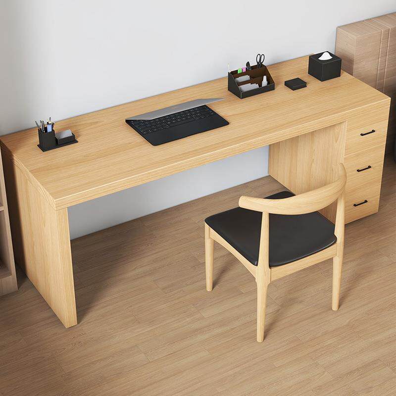 严选实木书房家用电脑桌椅卧室原木台式机带抽屉书桌学习桌写字台
