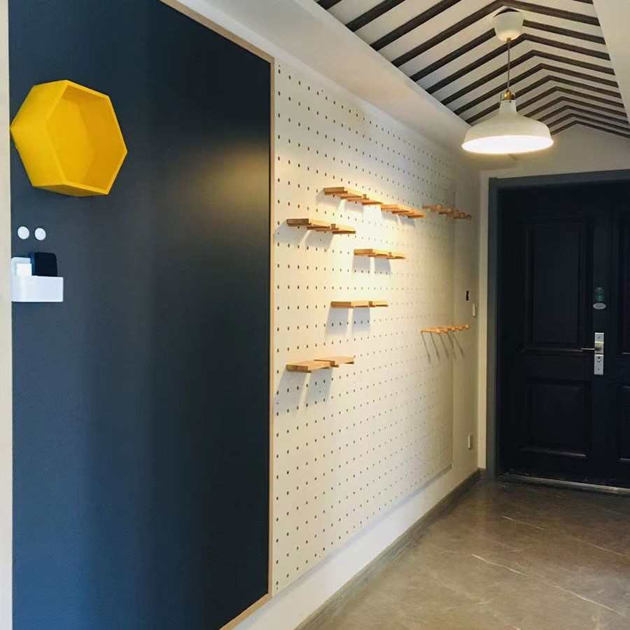定作洞洞板置物架实木挂板装饰入户门口玄关隔板配件置物板收纳架