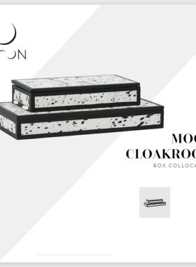MOON慕空间样板房衣帽间收纳盒摆件白色斑点马毛首饰盒装饰品道具