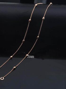 Long Style Men Women 585 Rose Gold Color Necklace Beaded Twi