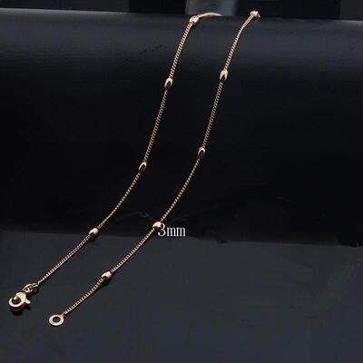 Long Style Men Women 585 Rose Gold Color Necklace Beaded Twi
