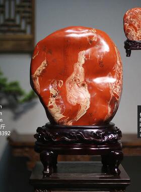 天然南非红碧玉奇石鸡血石摆件原石观赏自然红色石头宝玉客厅装饰