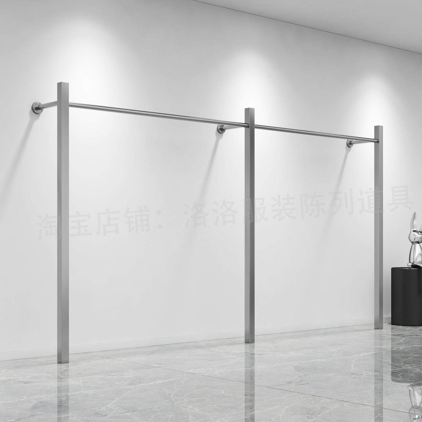 轻奢女装店服装店落地壁挂式展示陈列货架上墙专用不锈钢婚纱衣架