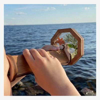 跨境爆款Toddler toys 木质玩具DIY旋转万花筒套件户外儿童玩具