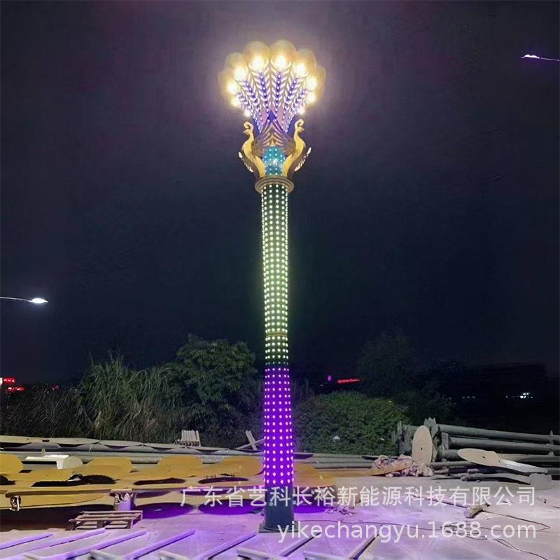 孔雀景观灯凤凰景观灯LED动态灯光七彩变色不锈钢材质广场街道
