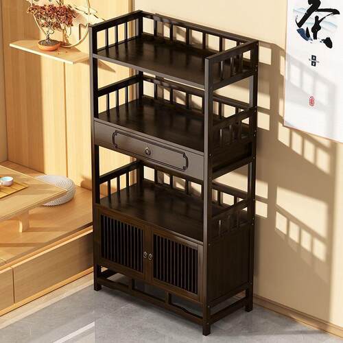 博古架实木新中式茶叶架置物架茶柜茶室摆件展示柜茶具茶杯收纳架