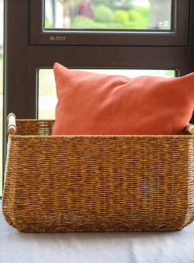 凰图新款PP仿藤编织筐手工编织l篮卧室客厅置物藤编收纳篮收纳筐