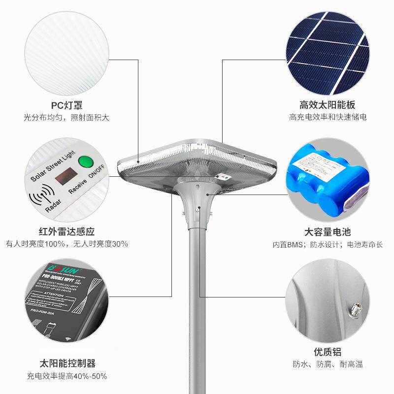 LED一体化太阳能庭院灯 户外广场别墅小区公园照明景观灯高杆路灯
