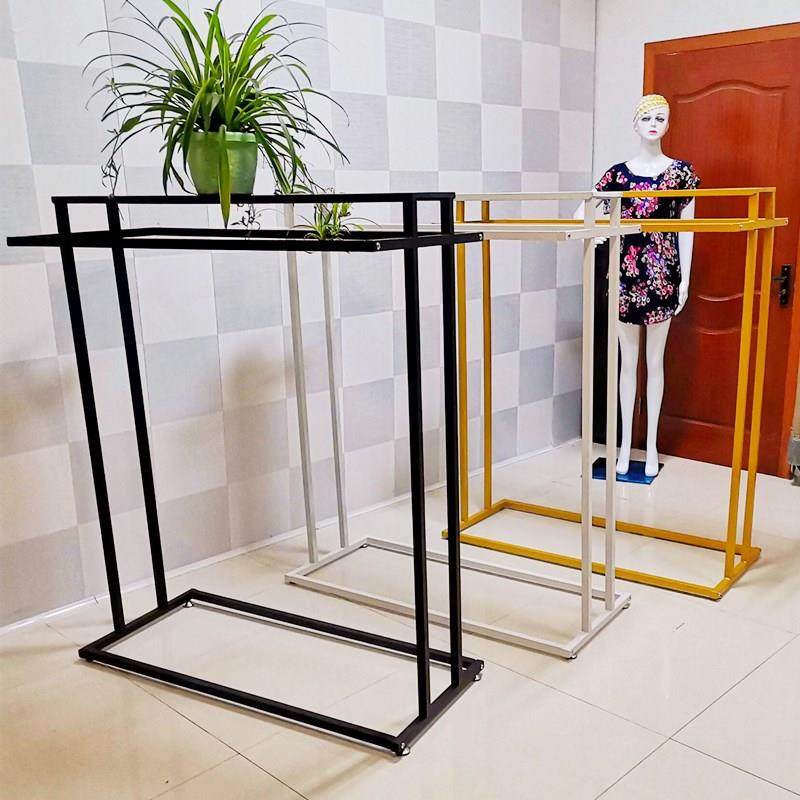 简约服装店中岛架展示架男女装双排中间货架双杠侧挂落地式挂衣架
