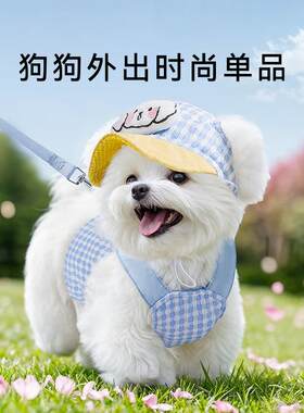 宠物狗狗猫咪帽子春夏外出遮阳防勒帽防脱露耳朵可调节绳扣鸭舌帽