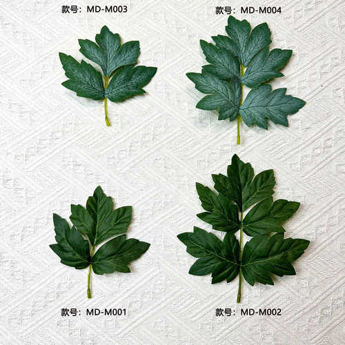 配件牡丹绿色牡丹秋色花叶印花叶假丝单片杆花叶人造仿真绢布胶布