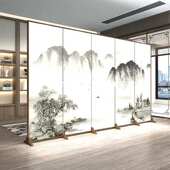 C窓4C窓4古典中式 饰茶室山水折屏折叠 木质屏风隔断客厅进门玄关装