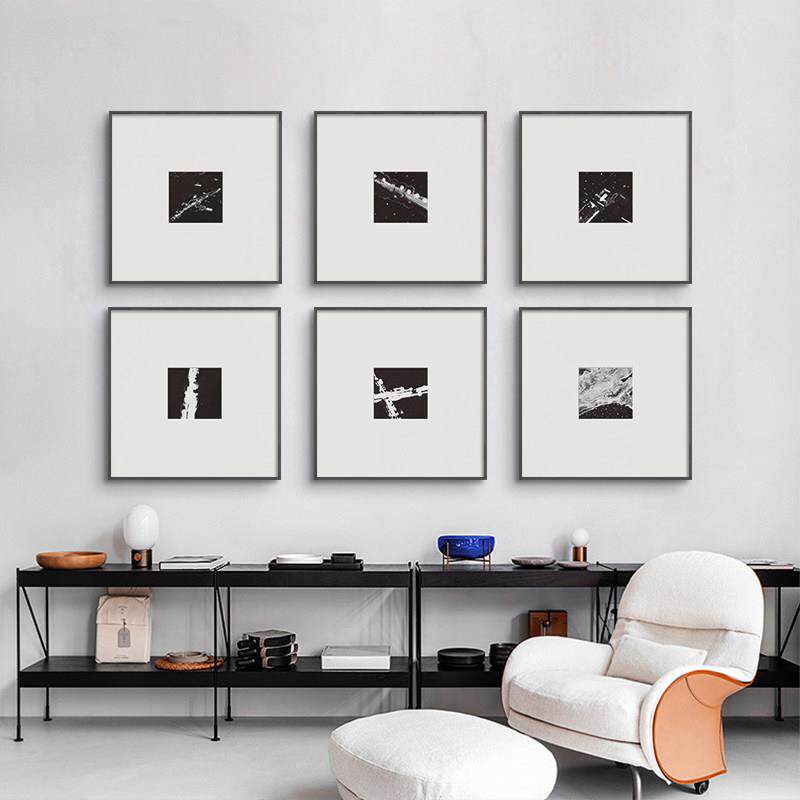 黑白高级感餐厅装饰画 北欧极简客厅挂画铝合金边框加卡纸 可定制