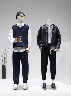 服装店男模特道具男装橱窗陈列全身包布假人台站立人偶模特展示架