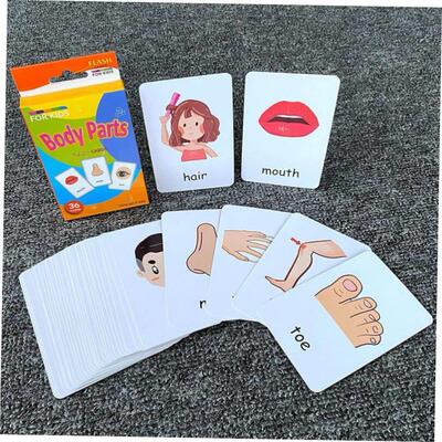 36pcs Flashcards Kids Montessori Baby Learn English Word Car