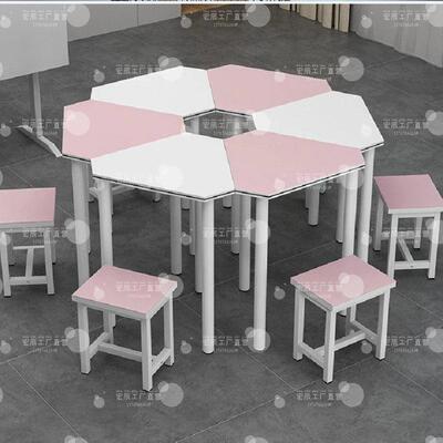 早教教具多边形学校家具彩色课桌椅团体辅导桌移动培训桌椅异形桌