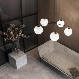 意式 轻奢中古吊灯客厅灯简约现代房间卧室灯饰创意魔豆全铜灯