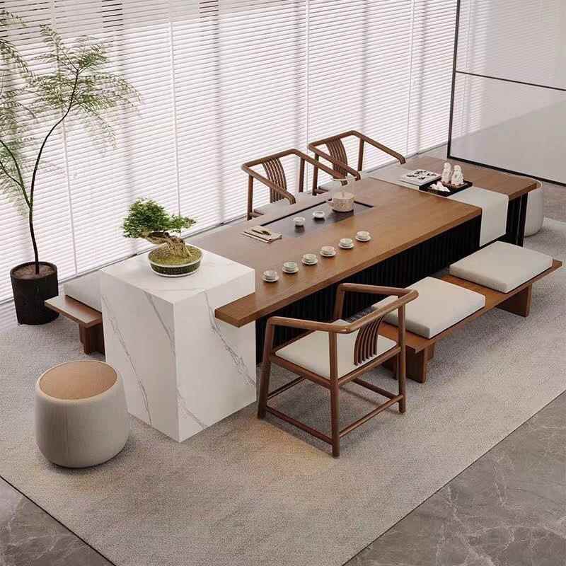 实木岛949台茶桌大泡奢桌椅组合简约轻茶台办板公室中茶式家用茶