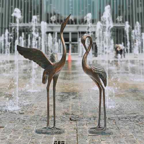 花仿水真仙鹤雕塑HY1806-装仿铜玻璃钢小区户外园林庭院假山池造