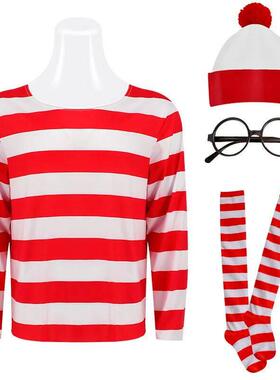 S-XXL Parent-child Cartoon Where is Wally Waldo Costume Wald