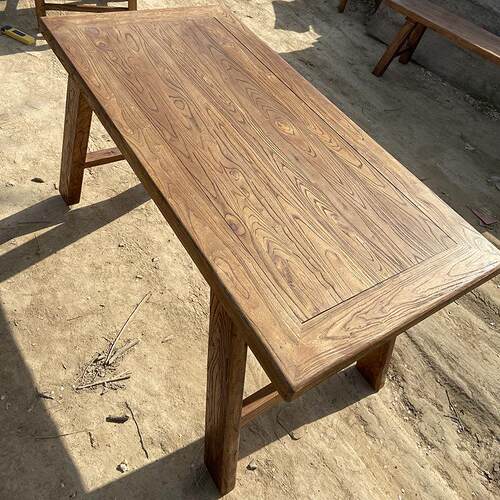 老榆木茶桌实木吧台新中式覆古茶台原木餐桌椅组合风化民俗老门板